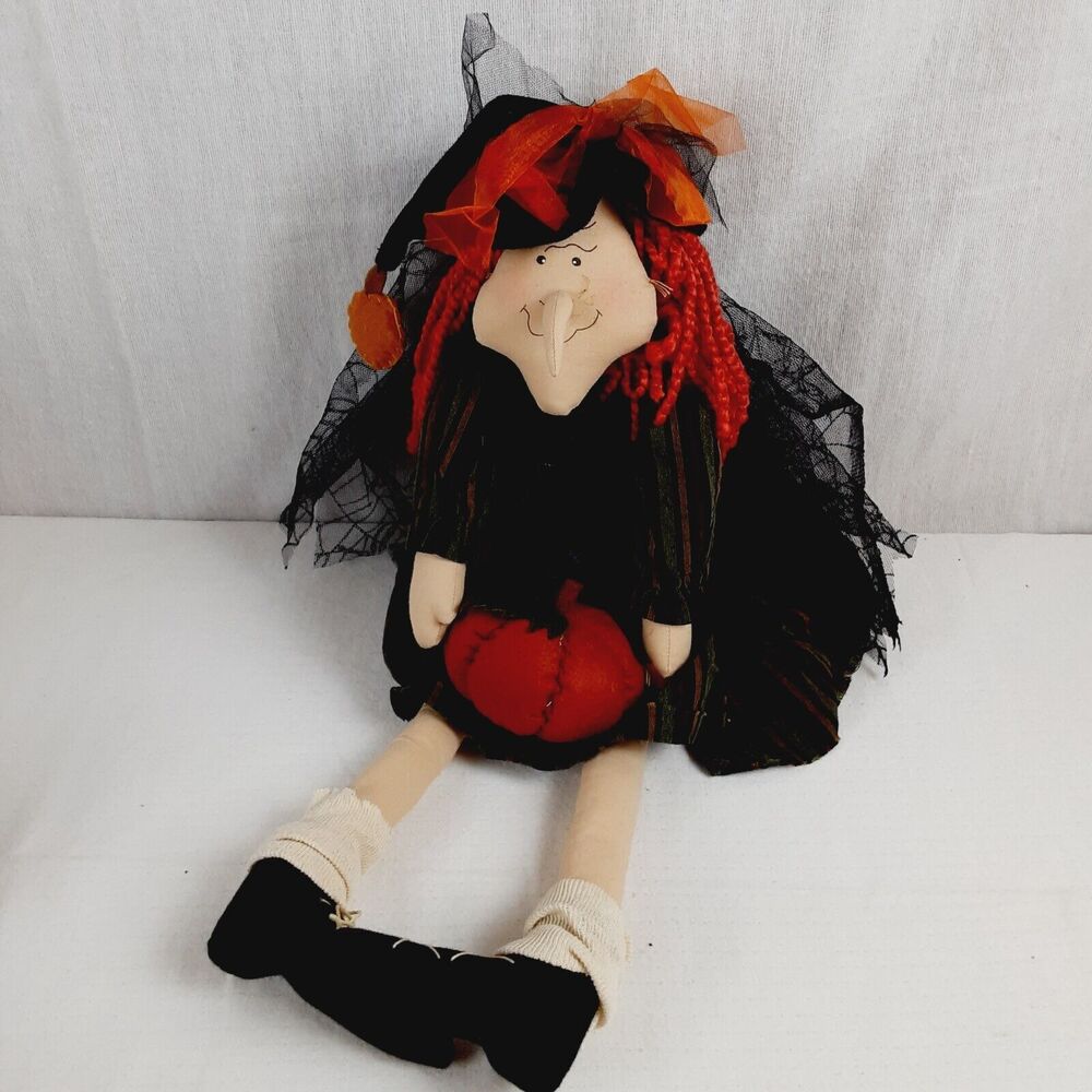 Primitive Halloween Witch Stuffed Doll Decoration Country Rustic Fall Decor 21"